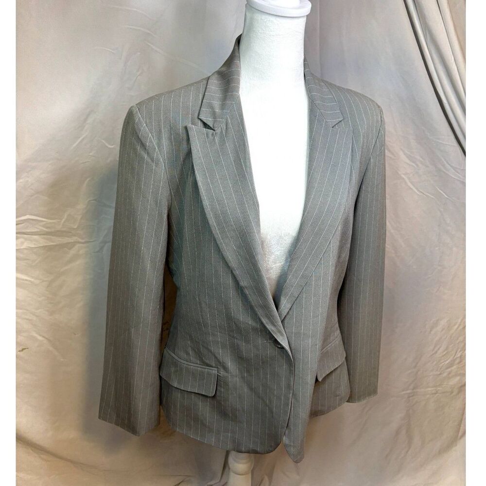 Steve & Barry's Uptown Gray Pinstripe Blazer One Button Womens Business NWT - Picture 2 of 8